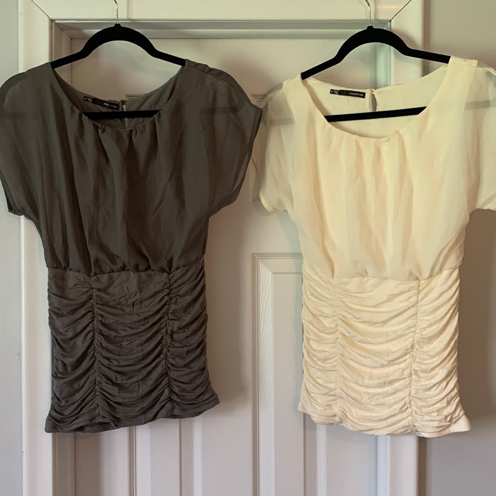 Maurice’s small chiffon ivory and grey tops